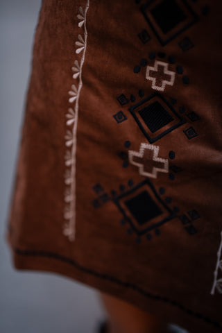 skirt indian suede brown