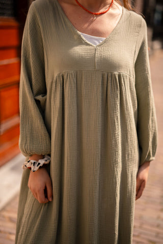 Ellen dress cotton long light green – foto 2