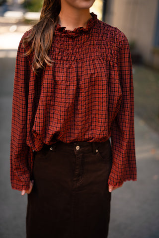 smocked top block pink