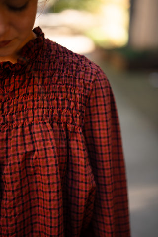 smocked top block pink