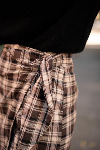 Skirt Jiska check wrap brown