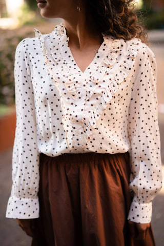 Blouse dot beige