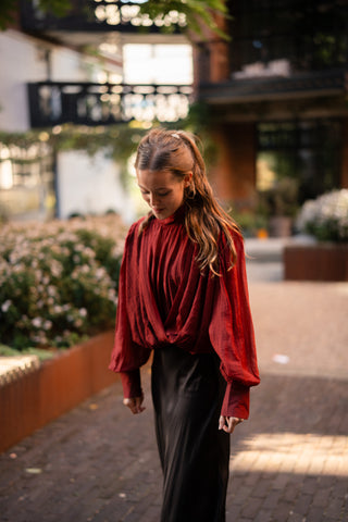 chic top bow bordeaux
