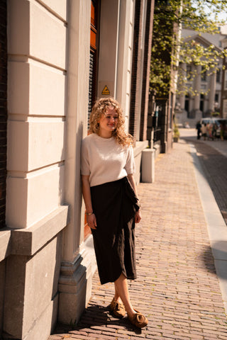Linnen wrap skirt Maria brown