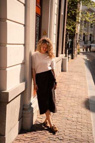Linnen wrap skirt Maria brown – foto 3
