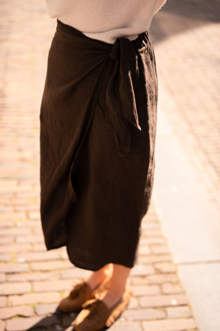 Linnen wrap skirt Maria brown – foto 2