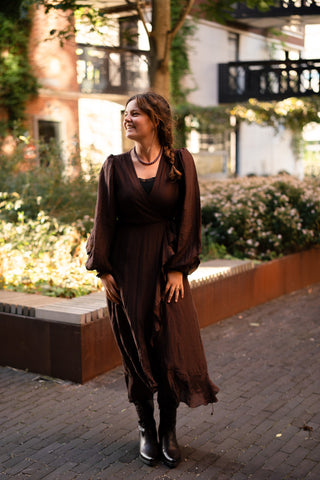 Wrap dress keet choco