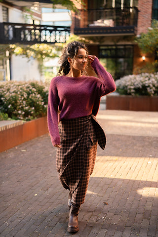 Skirt Jiska check wrap brown/bord