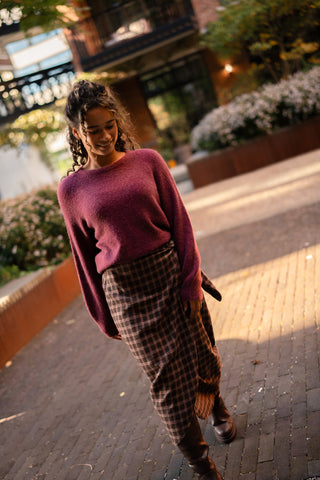Skirt Jiska check wrap brown/bord