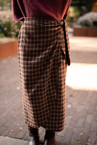 Skirt Jiska check wrap brown/bord