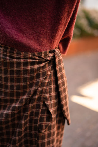 Skirt Jiska check wrap brown/bord