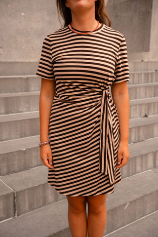 azzurro wrap dress 8651 brown stripe