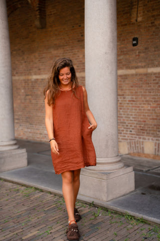 pino lino short dress camille rust – foto 3