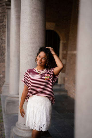 t-shirt ciao lilou bordeaux/pink