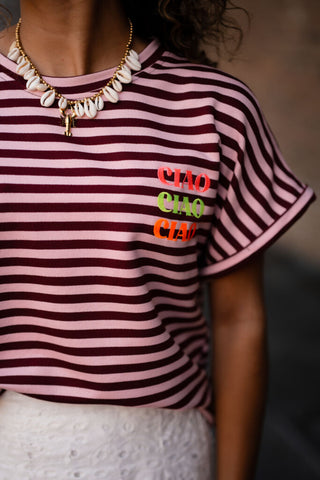 t-shirt ciao lilou bordeaux/pink – foto 3