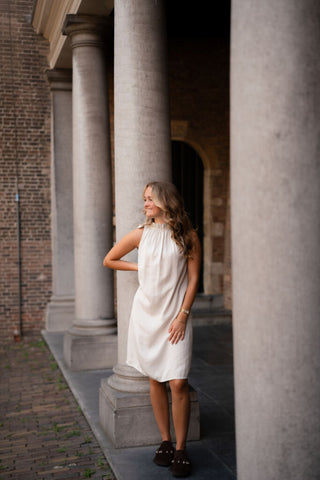 dress halter beige bow cato