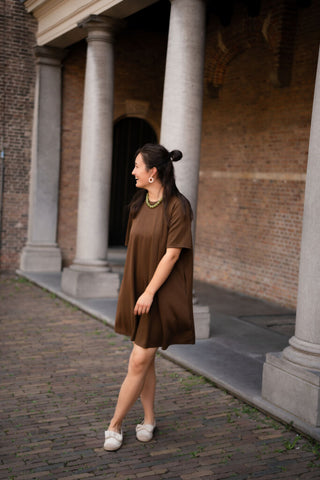 azzurro 8780 sweat dress senna brown – foto 3