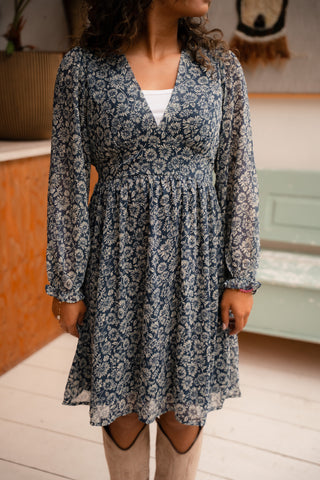 dress flower blue short