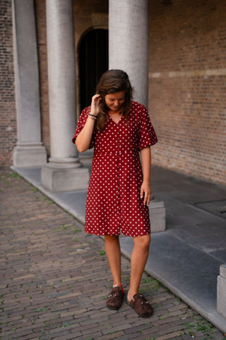 azzurro dress dots 8786 zoe bordeaux/pink