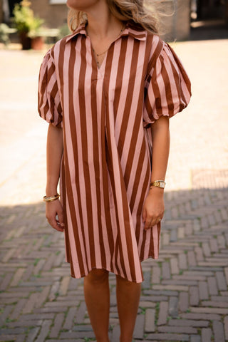 stripe short dress savinni light brown/pink – foto 2