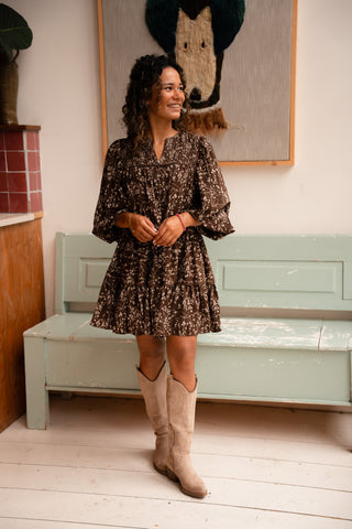 flower dress Youti brown