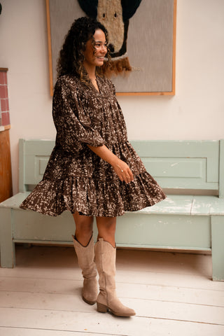 flower dress Youti brown