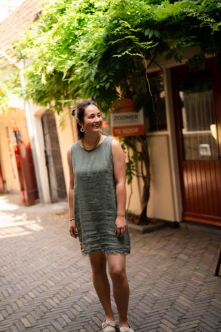 pino lino short dress camille army green