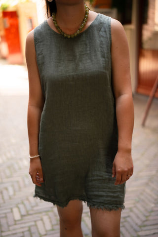 pino lino short dress camille army green – foto 2
