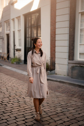azzurro wrap dress 8207 beige