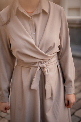 azzurro wrap dress 8207 beige – foto 3