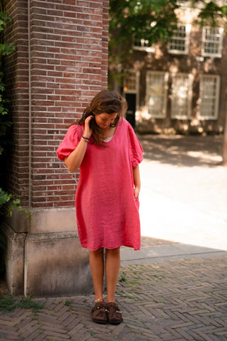 dress pino 100% lino veerle fluo pink – foto 3