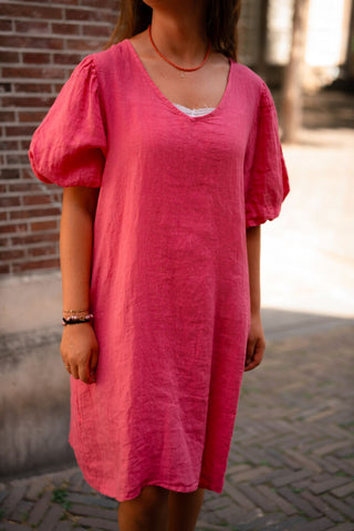 dress pino 100% lino veerle fluo pink – foto 2