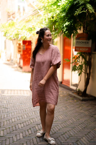 dress pino 100% lino veerle old pink