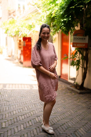 dress pino 100% lino veerle old pink – foto 3