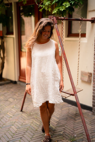 pino lino short dress camille beige