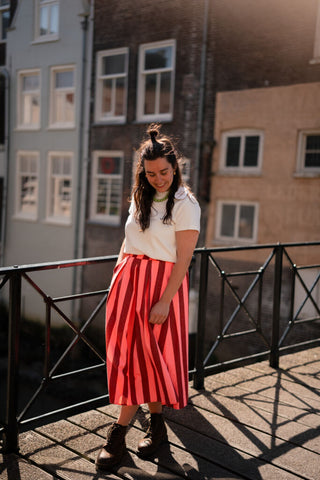 lovi skirt striped pink/red