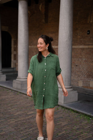 dress 100% lino irene moss green – foto 4