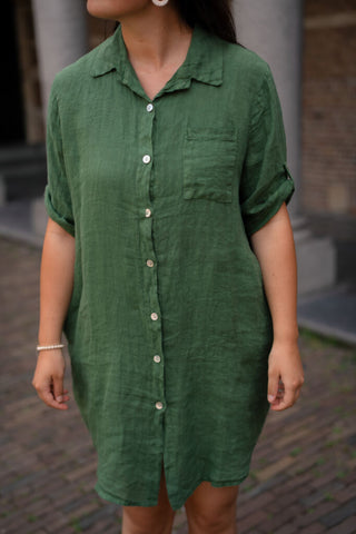 dress 100% lino irene moss green – foto 2