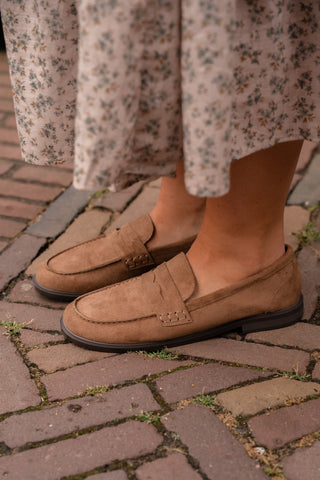 mocha suede loafer