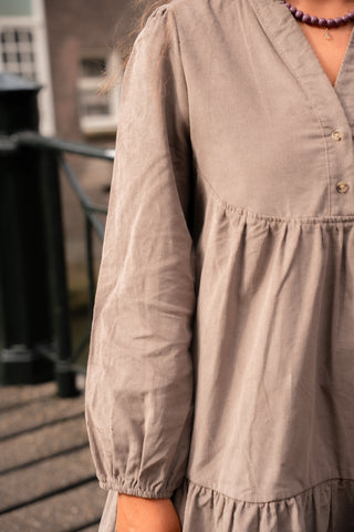 JET'S FAVS corduroy dress taupe