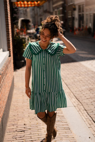 april green striped dress kraag Perle 6722