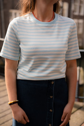 9154 T-shirt stripe blue/white