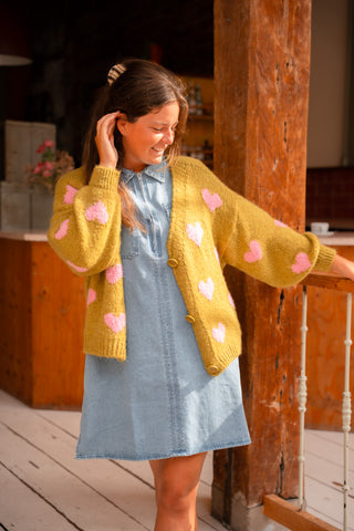 Cardigan heart FAV lime
