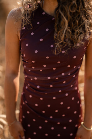 Dot mesh dress 95285 Azzurro donker-red/pink