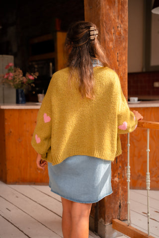 Cardigan heart FAV lime