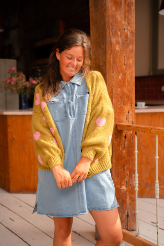Cardigan heart FAV lime