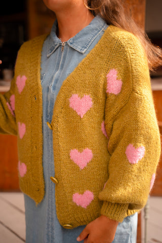 Cardigan heart FAV lime