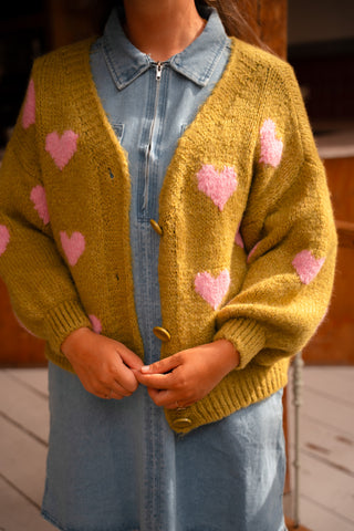 Cardigan heart FAV lime