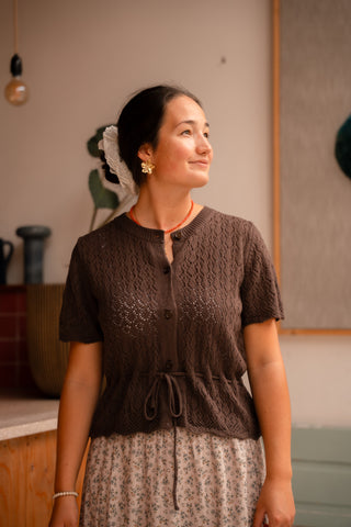 retro brown cardigan