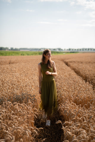 Italy dress olive mesh chic